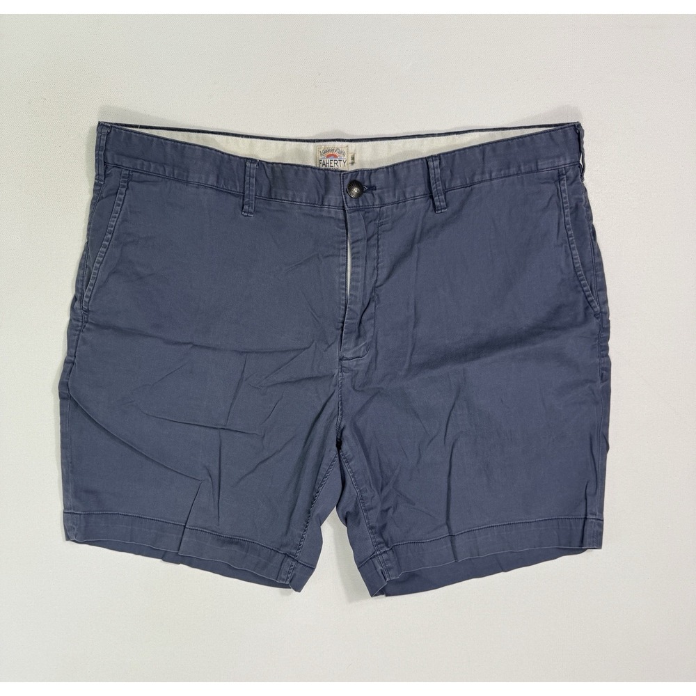 Faherty Men 38x8 Blue Island Life Chino Shorts Preppy Organic Cotton Vacation